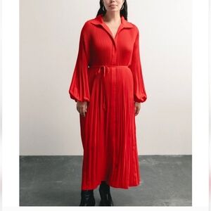 Darling Society Alameda Red Pleated  Dress